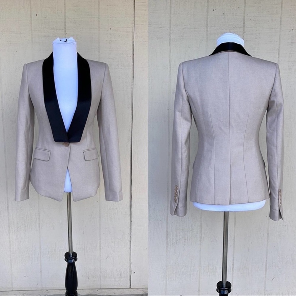 BCBGMAXAZRIA Soy Chai Tuxedo Blazer XS
